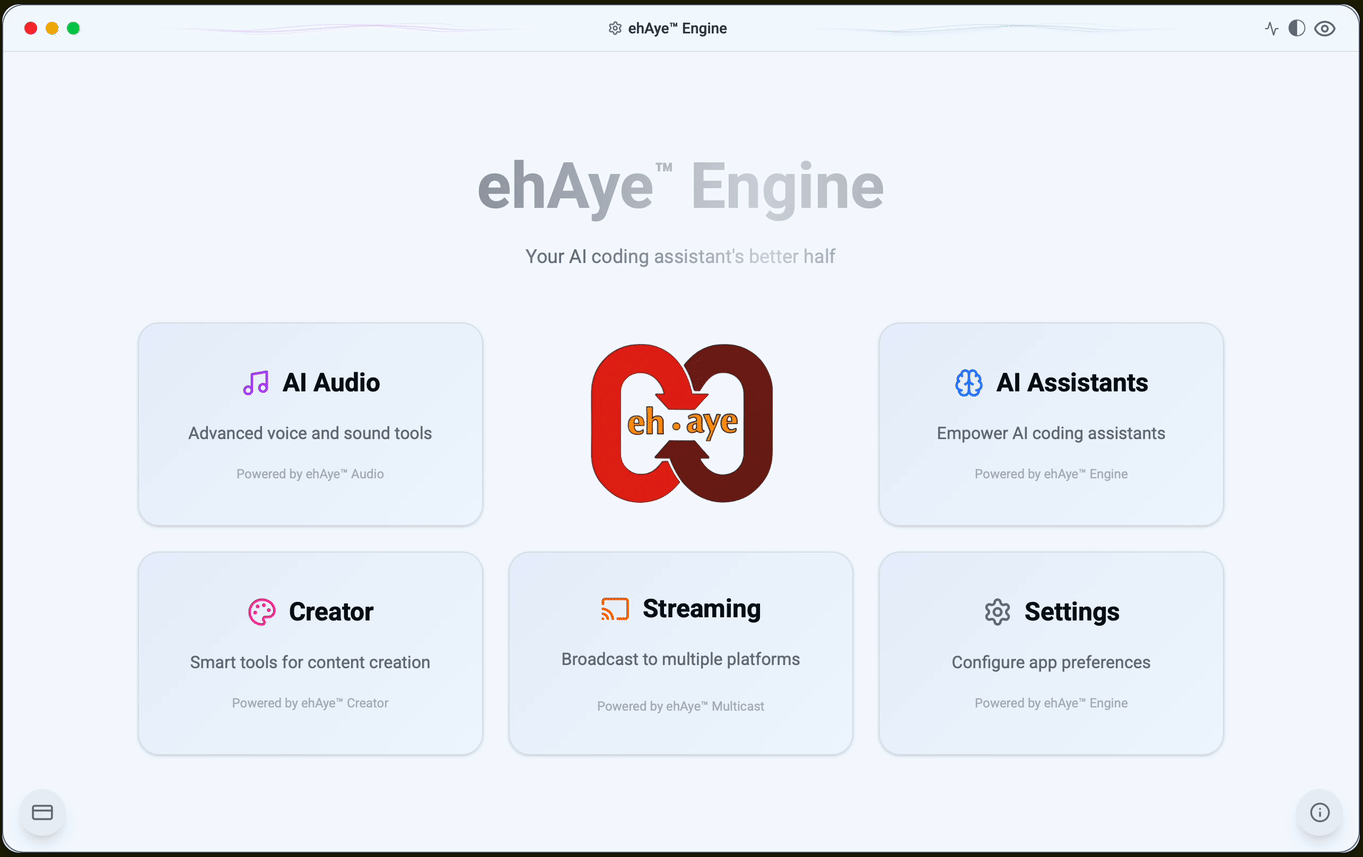 ehAye™ Engine Welcome Screen